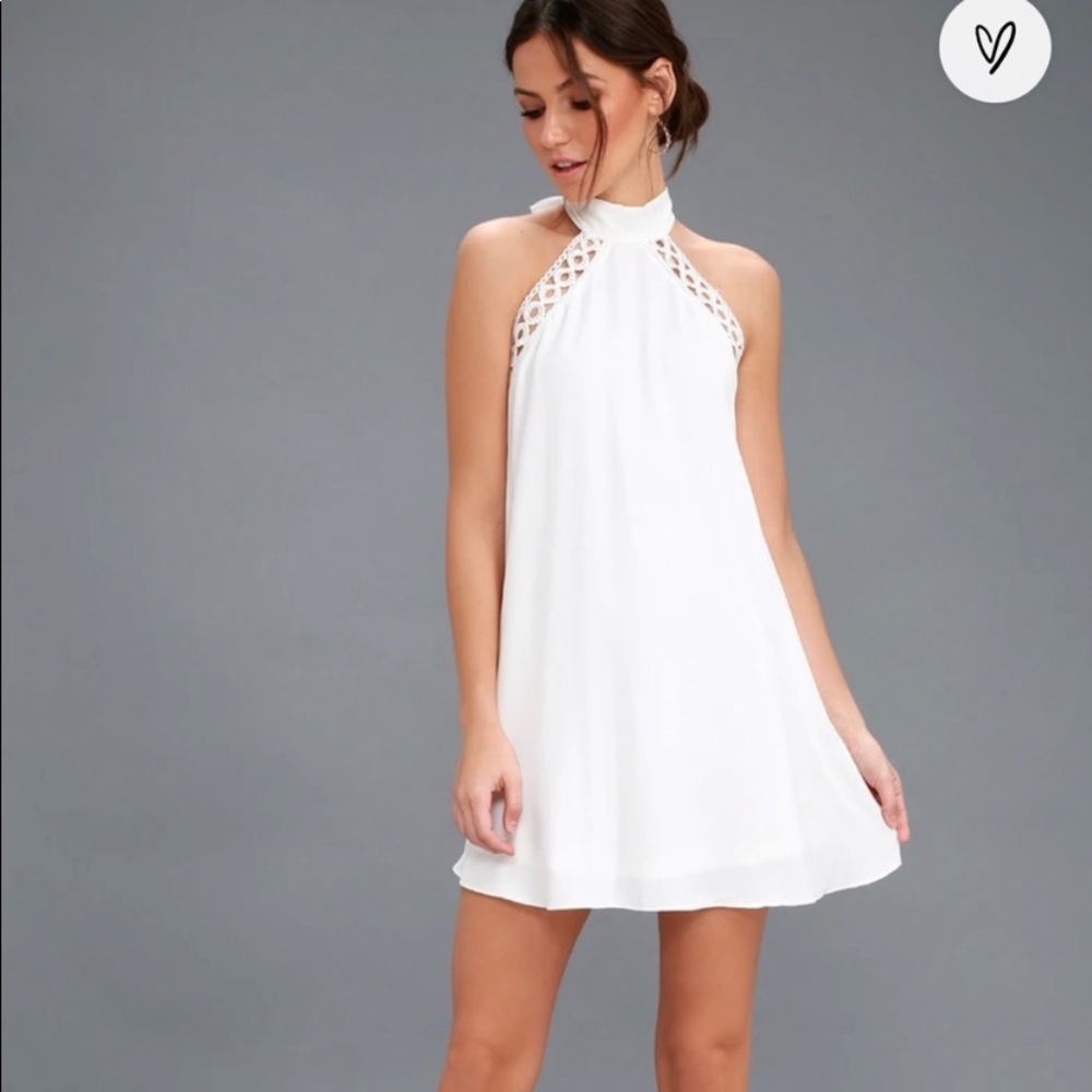 LULUS halter neck white dress with open back